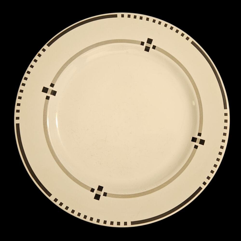 Vitromaster Top Hat Dinner Plates Set 2 Stoneware Black Geometric